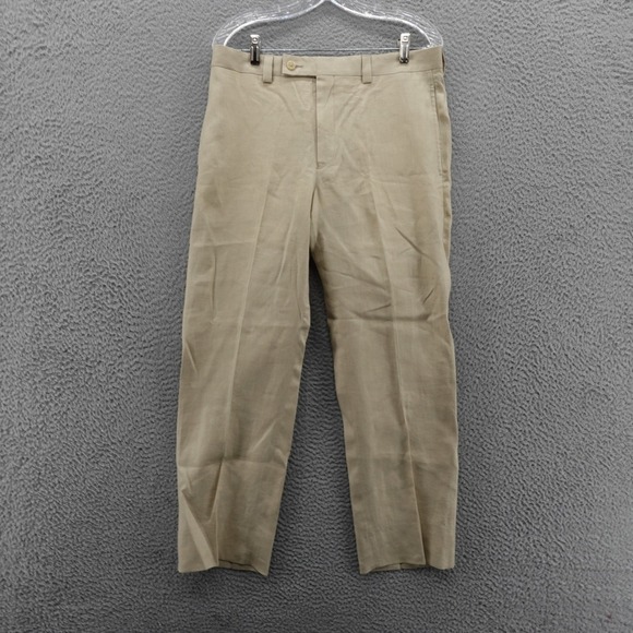 Calvin Klein Straight Leg Pure Linen Dress Pants 32x27‎ Beige Mens Island Beach - Picture 1 of 13